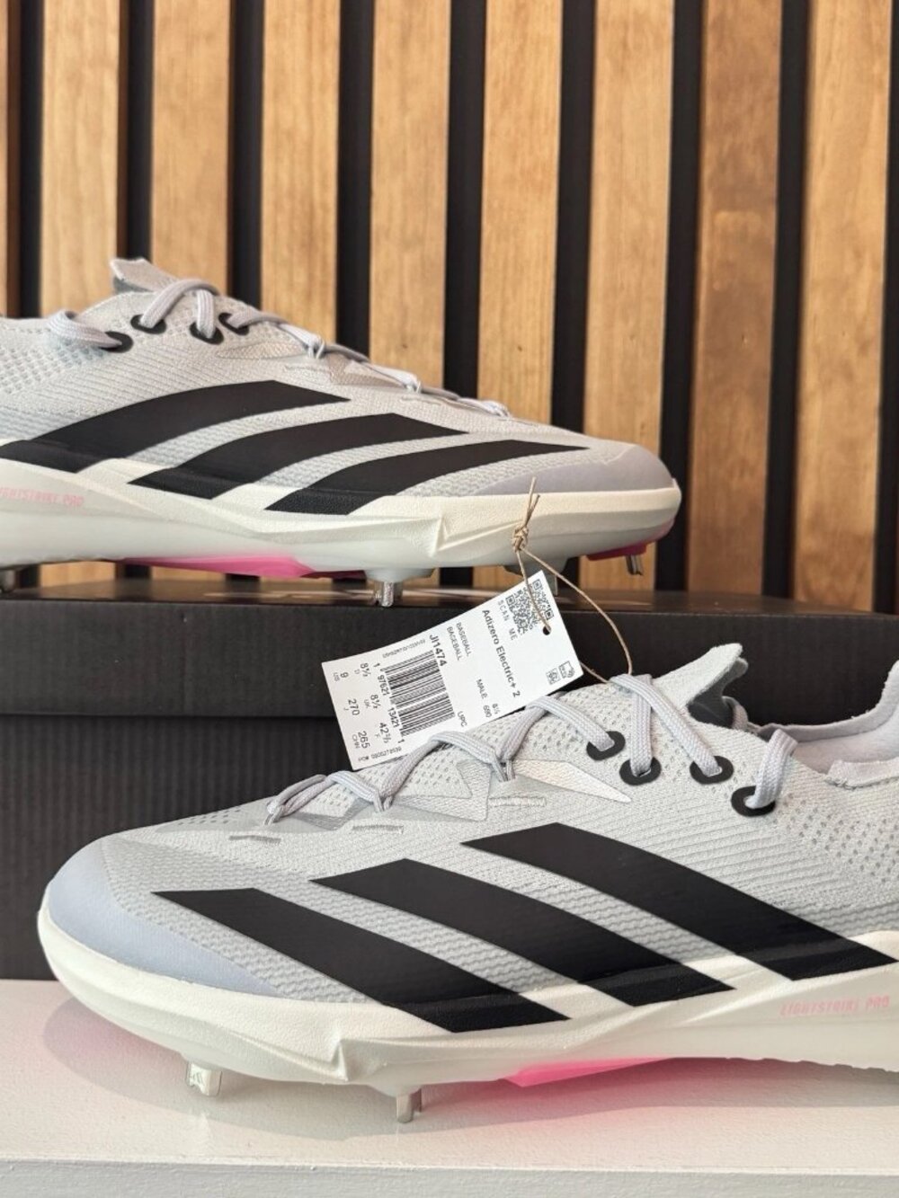 SIZE 9 MENS - adidas Adizero Electric+ BSB Gray Pink Metal Baseball Cleat JI1474